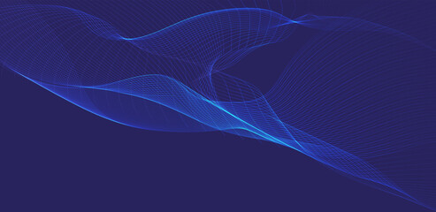 Vector abstract background of glowing lines, wave of curves. Light energy abstraction