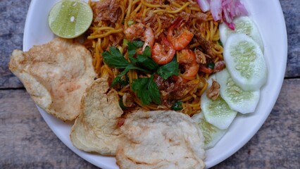 Mie goreng Aceh, Aceh fried noodles. Is traditional fried noodles from Aceh province, Indonesia.