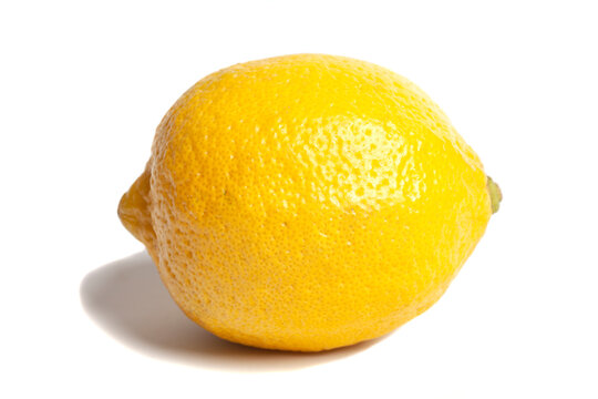 One lemon isolated on white background. Tropical fruit