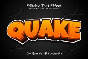 Quake Editable Text Effect 3 Dimension Emboss Cartoon Style