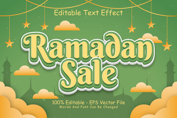 Ramadan Sale Editable Text Effect 3 Dimension Emboss Cartoon Style