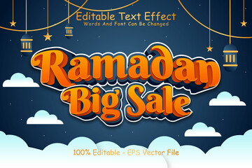 Ramadan Big Sale Editable Text Effect 3 Dimension Emboss Cartoon Style