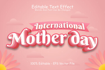 International Mother Day Editable Text Effect 3 Dimension Emboss Cartoon Style