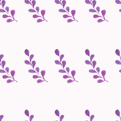 Seamless floral purple pattern on a white background.