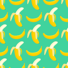 Sweet banana vegan fruit vector flat seamless pattern