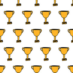 Vector seamless pattern cup for sports competitions.