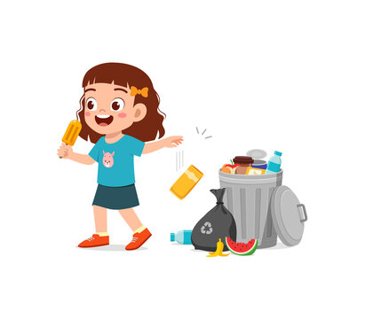 little kid with bad behavior do littering