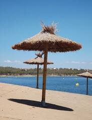 Beach ambience on the Orellana lake, Extremadura - Spain 