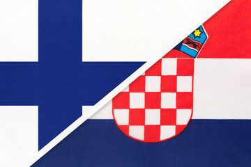 Finland and Croatia, symbol of country. Finnish vs Croatian national flags.