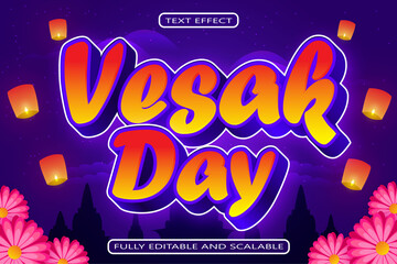 Vesak Day Editable Text Effect 3 Dimension Emboss Neon Style