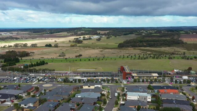 AERIAL Passenger Train Stopped At Newly Built Train Station