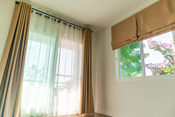 Obraz na płótnie Canvas Curtain window interior decoration in living room