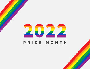 2022 Pride month. LGBTQ rainbow flag on white background. Vector illustration