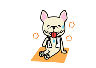 サウナで汗をかいて気持ちよさそうなフレンチブルドッグ　クリーム