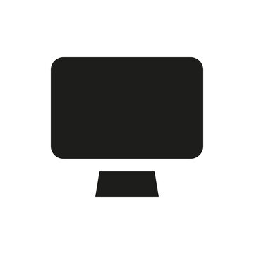 PC monitor solid icon. Computer screen glyph vector symbol.
