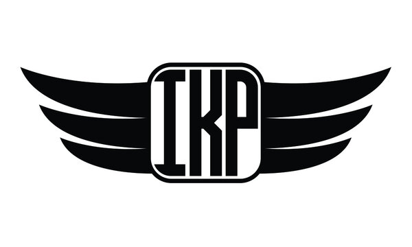 IKP three Letter Wings Flying Initial wing symbol minimalist creative concept flag icon professional logo design Vector template