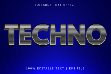 Techno editable Text effect 3 Dimension emboss modern style