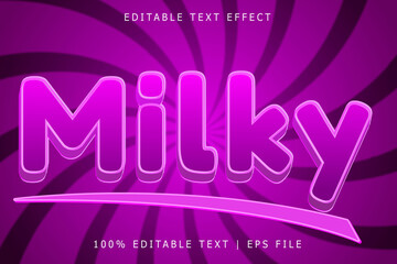 Milky editable Text effect 3 Dimension emboss modern style