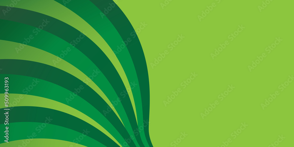 Wall mural abstract minimalist green wavy flowing lines - background design with copyspace - simple wide scale 
