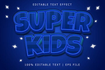 Super kids editable Text effect 3 Dimension emboss modern style