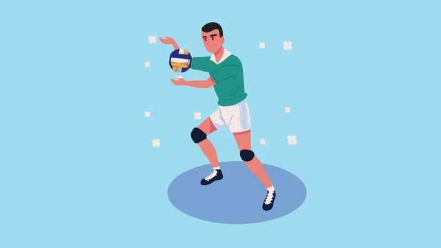 male athlete volleyball sport character animation
