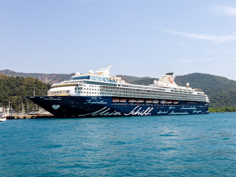 The cruise ship "Mein Schiff Herz" in the Turkish port of Marmaris