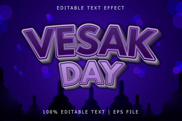 Vesak Day Editable Text Effect 3 Dimension Emboss modern Style