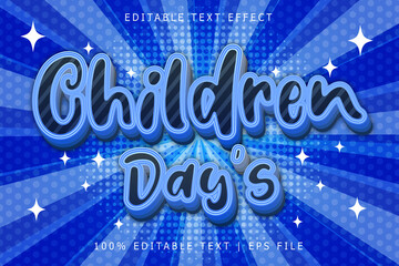 Children Days Editable Text Effect 3 Dimension Emboss Modern Style