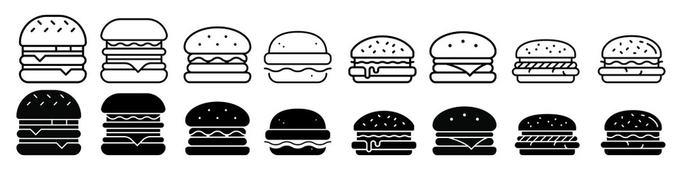 Burger icon vector set. fast food illustration sign collection. food symbol.