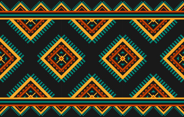 Carpet ethnic tribal pattern art. Ethnic ikat seamless pattern. American and Mexican style. Design for background, wallpaper, illustration, fabric, clothing, carpet, textile, batik, embroidery.