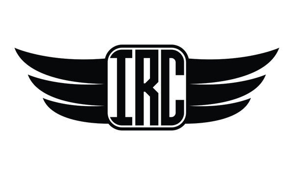 IRC three Letter Wings Flying Initial wing symbol minimalist creative concept flag icon professional logo design Vector template