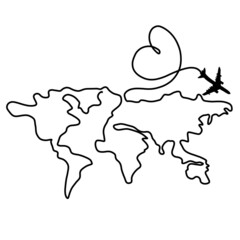 World Heart Isolated On A White Background Hand Drawn Illustration	