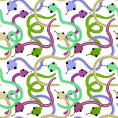Cartoon seamless snakes pattern for textiles and packaging and gifts and cards and linens and kids and wrapping paper