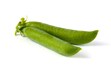 Green pea pod isolated on white.
