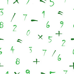 Fun numbers seamless pattern. Abstract background from random numbers. Cheerful background for the mathematics