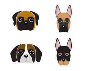 dog face vector illustration hand draw , character for graphic, print, card or poster set8