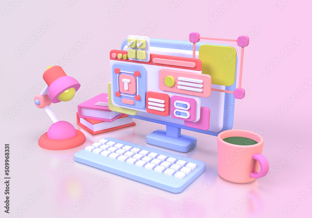 Wall mural web development for ui ux design concept illustration landing page template business idea background