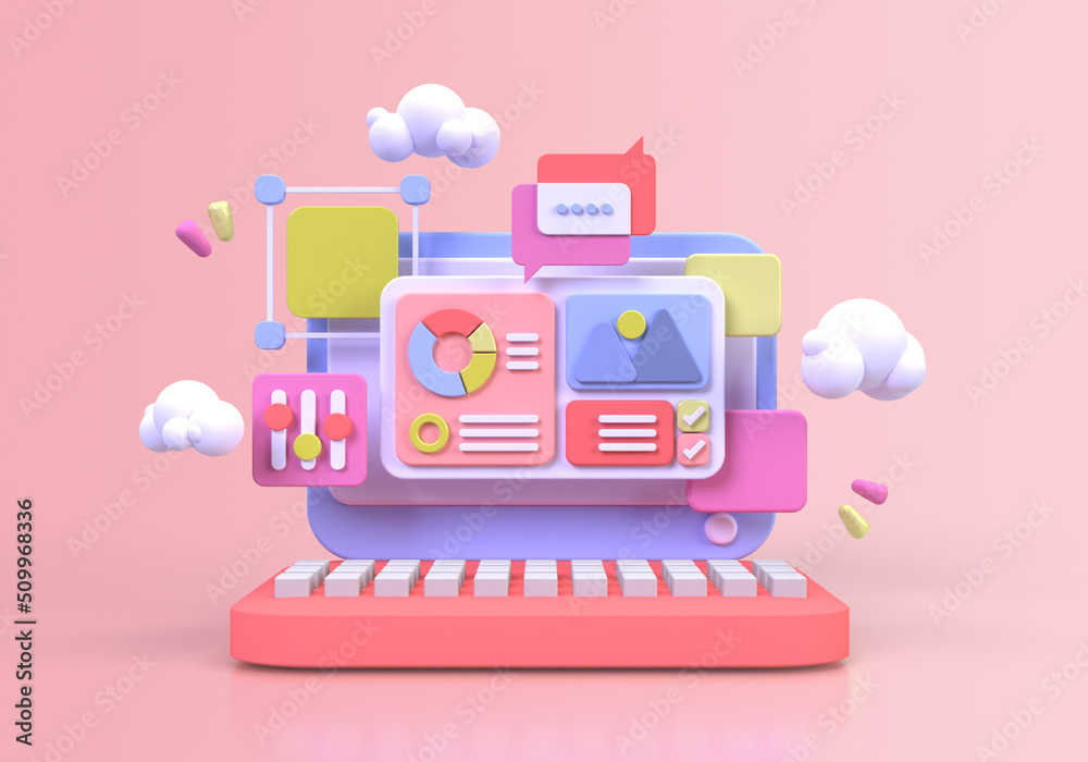 Wall mural web development for ui ux design concept illustration landing page template business idea background