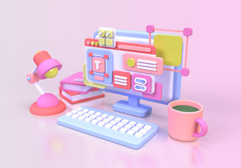 Web development for UI UX design concept illustration Landing page template business idea background