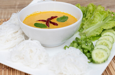 Chinese dessert soup on a white plate on food and drink background