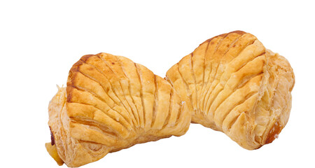 Bread apple puff Fz os walnut isolated on white background design Fresh foods agriculture organic healthy