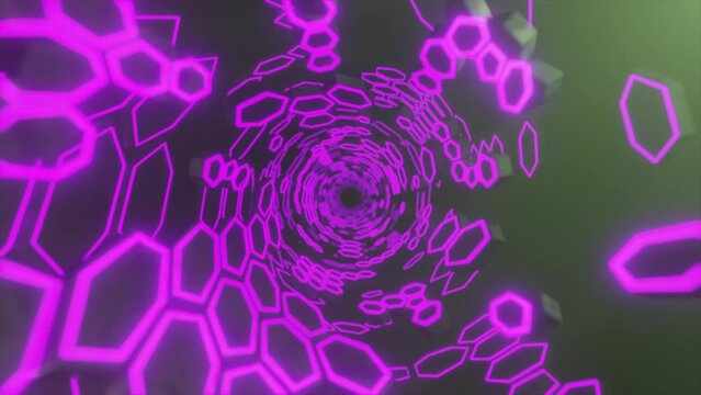 Motion Optical illusory geometric tunnel seamless loop. Futuristic VJ motion graphics. Abstract 3D render animation futuristic background. Dynamic backdrop