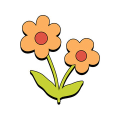 Groovy retro flower sticker. Vector flower daisy isolated on white background