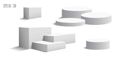 Podium, isolated on a transparent background. 3d pedestal. Vector illustration © andreu1990