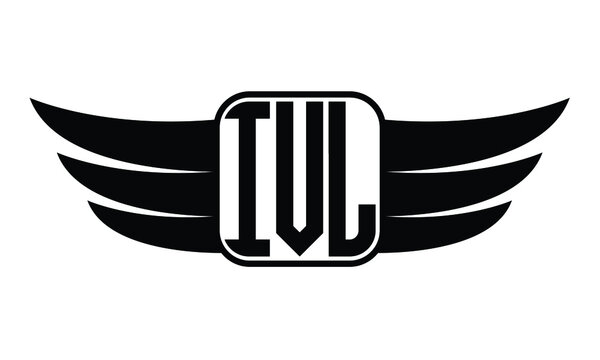 IVL three Letter Wings Flying Initial wing symbol minimalist creative concept flag icon professional logo design Vector template