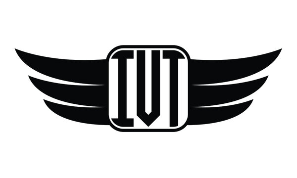 IVT three Letter Wings Flying Initial wing symbol minimalist creative concept flag icon professional logo design Vector template
