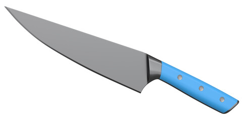 Chef's kitchen knife with a wooden handle isolated on white background.