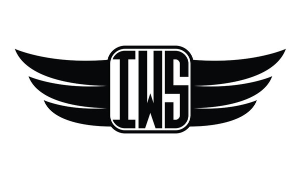 IWS three Letter Wings Flying Initial wing symbol minimalist creative concept flag icon professional logo design Vector template