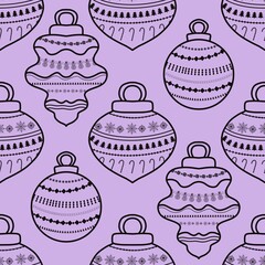 New year seamless Christmas tree balls pattern for fabrics and packaging and gifts and linens and kids