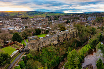 Skipton Castle in December from Drone Point of View